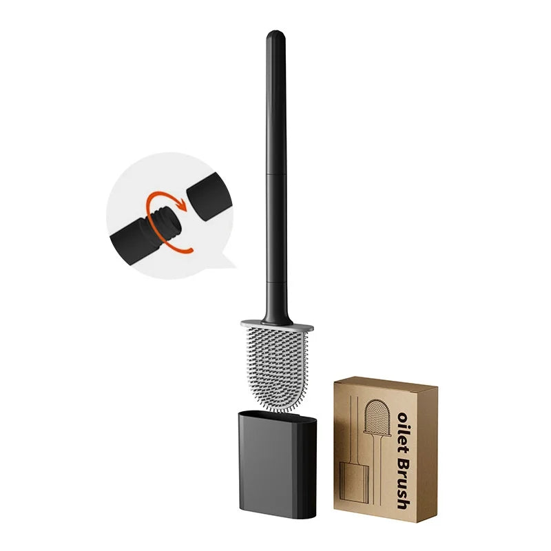Silicone Wall-Mounted Long-Handle Toilet Brush | Eco-Friendly