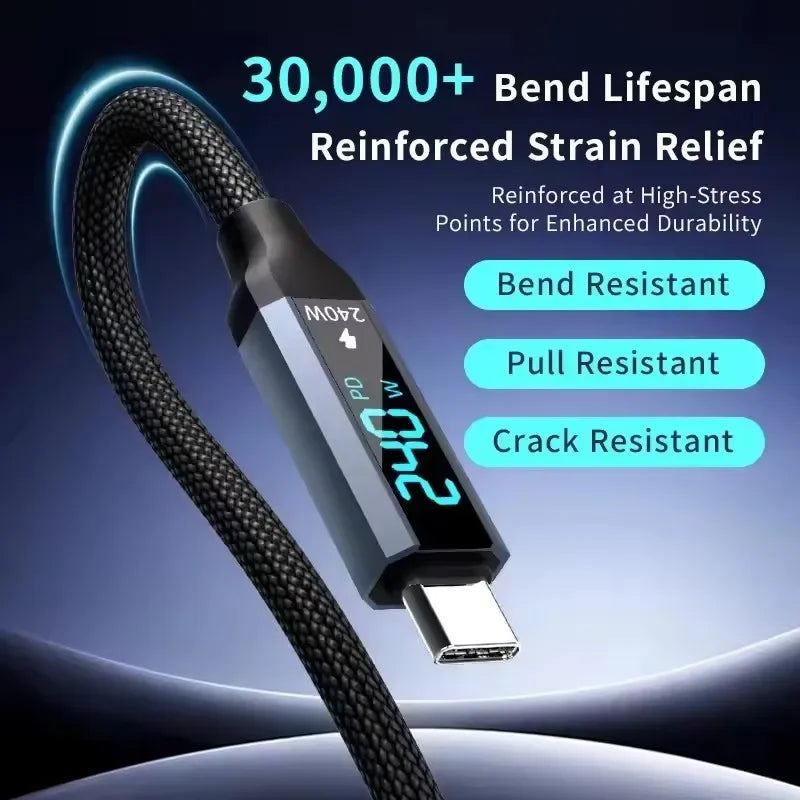 USB4 Cable 40Gbps 240W 8K Type-C Thunderbolt 4 Fast Charge