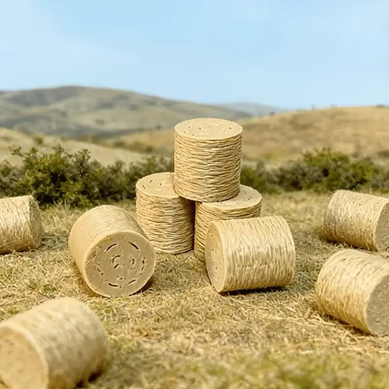 Miniature Hay Bale Ornaments – 8 or 16 Pcs Farm Scene Decor