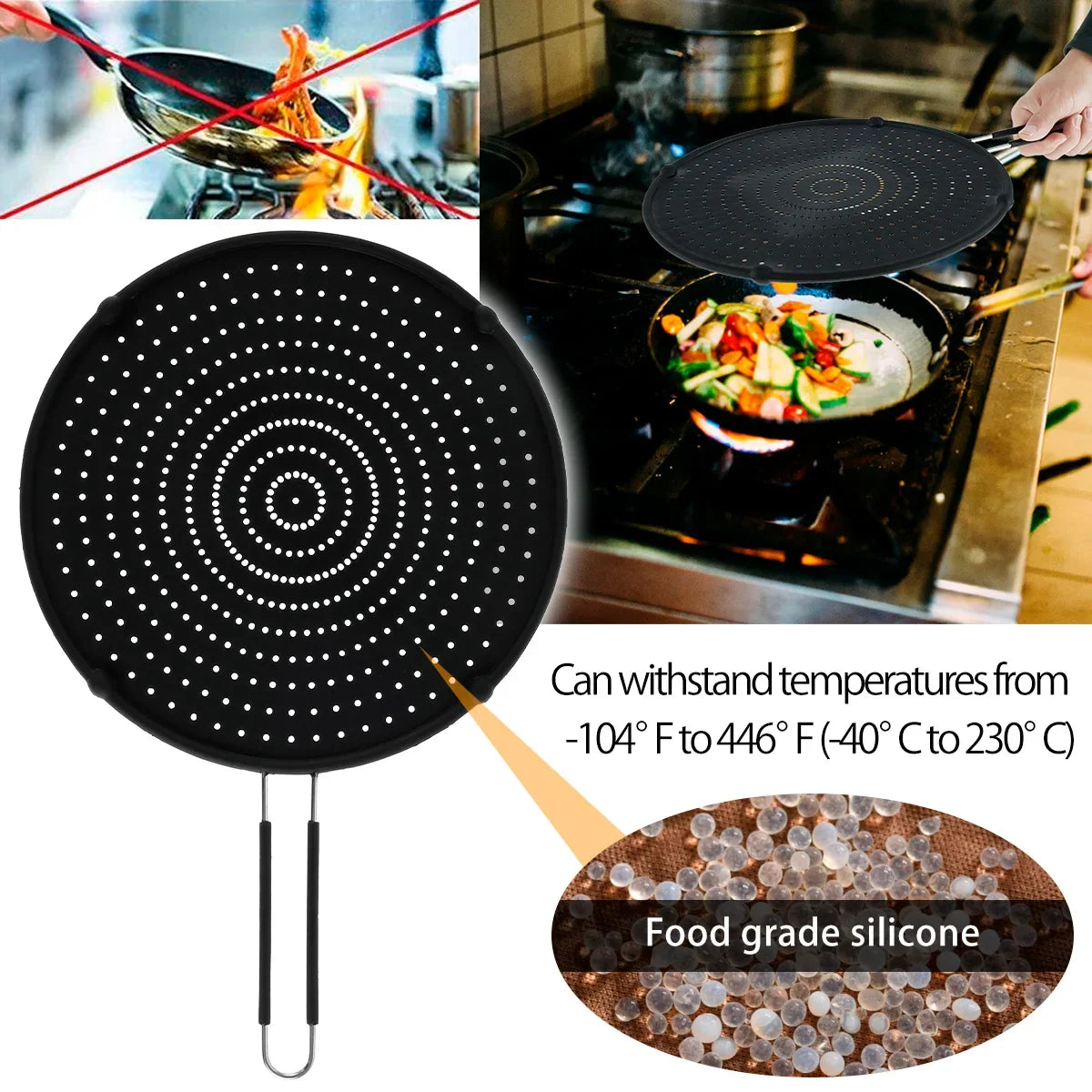 Silicone Splatter Screen Foldable Handle – Oil Splash Guard