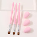 6-Piece Pink Handle Eyeshadow Brush Set with Beauty Sponge