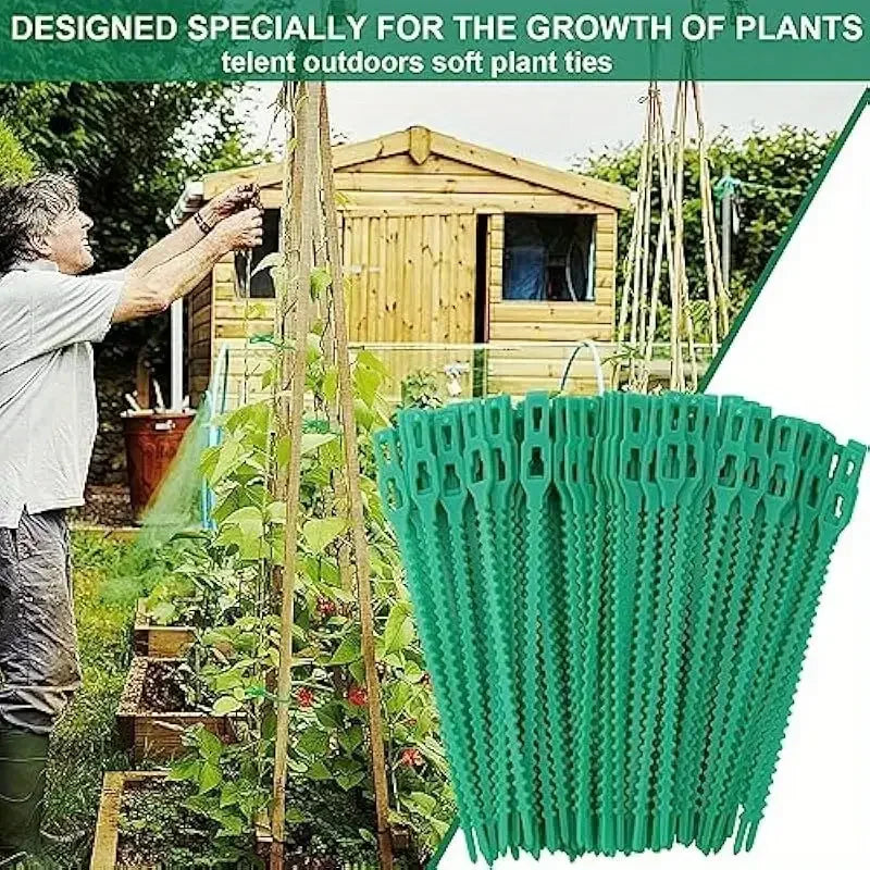 50pcs Reusable Adjustable Plant Ties – Vine & Tomato Garden Clips