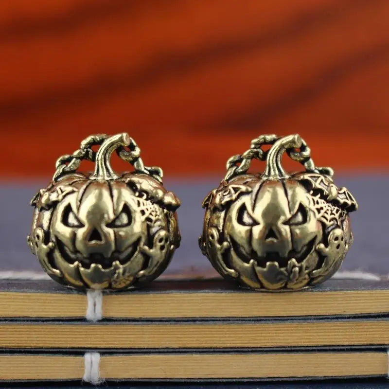 Vintage Brass Halloween Pumpkin Charm Pendant | DIY Keychain