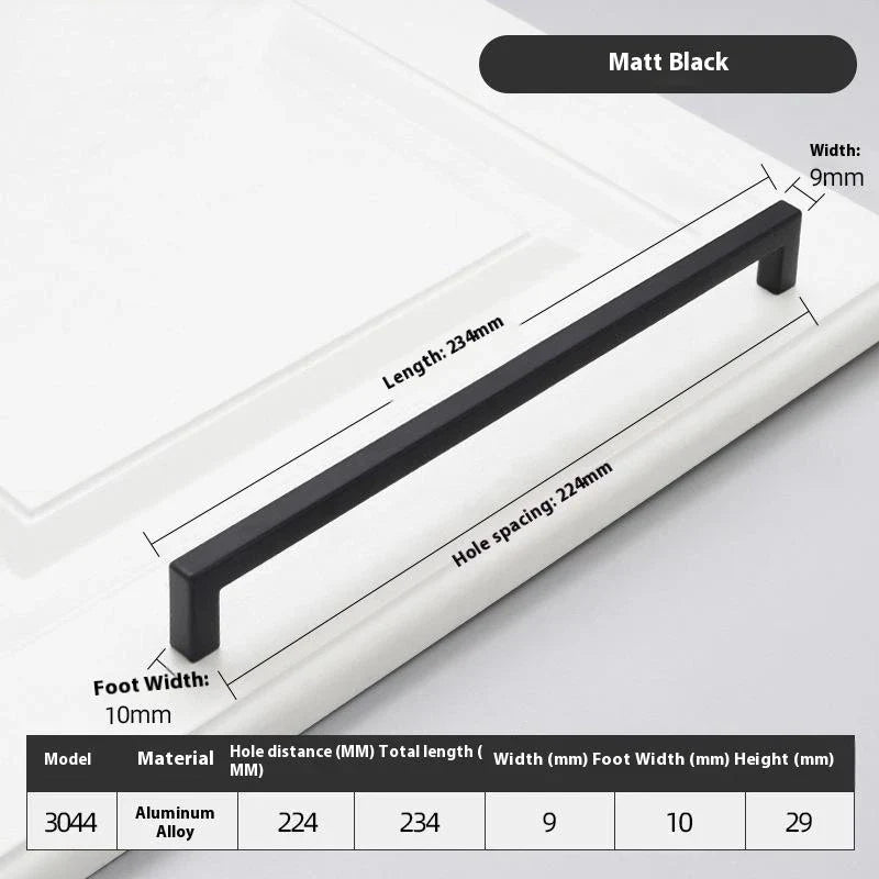 Black Square Cabinet Handles Aluminium Drawer Pulls 10–33CM