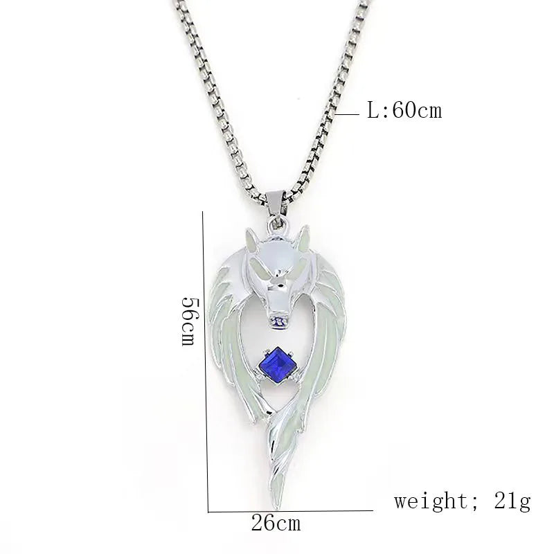 Glow in the Dark Wolf Pendant Necklace | Gothic Punk Steel Chain