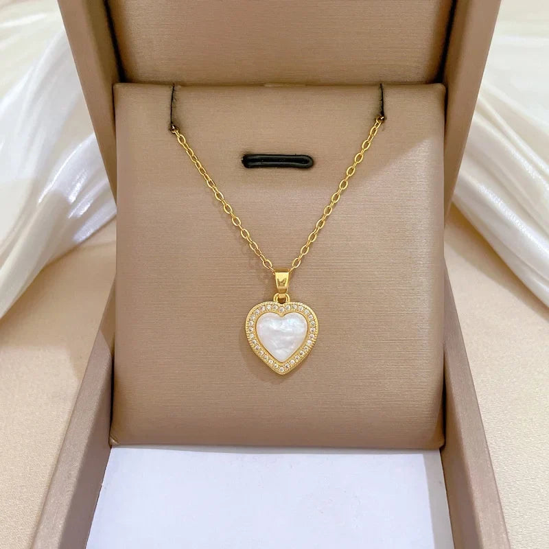 Women's Gold Heart Pendant Necklace – Stainless Steel Choker