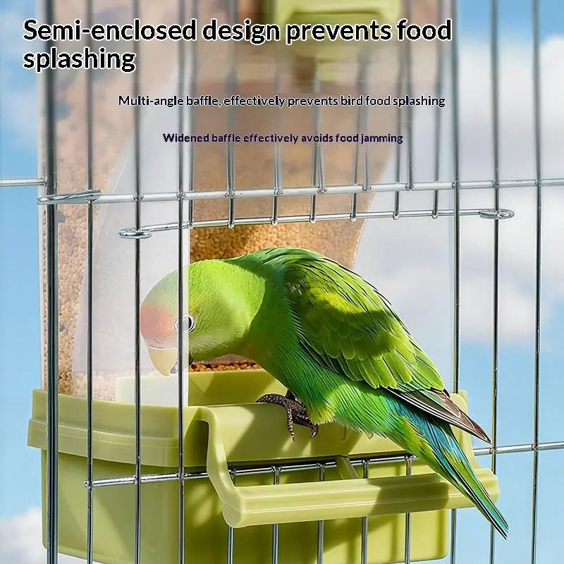 Automatic Transparent Bird Seed Feeder – Parrot Cage Accessory