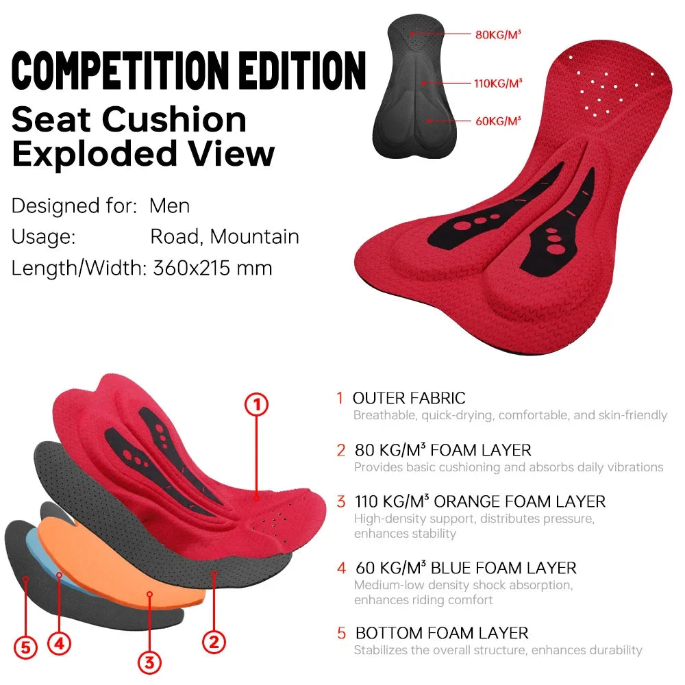 X-TIGER Men's Pro Cycling Bib Shorts | Padded Road Bike Shorts
