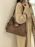 Retro Large Capacity PU Leather Tote Bag for Women