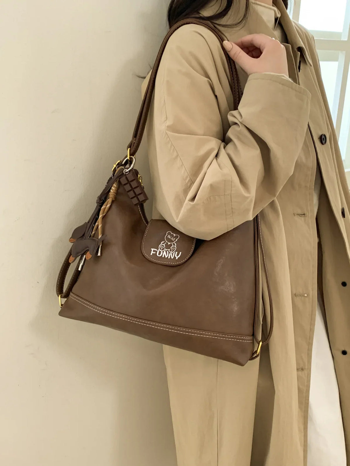 Retro Large Capacity PU Leather Tote Bag for Women