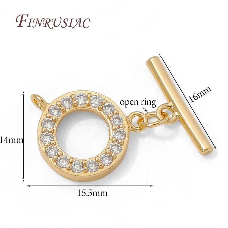 18K Gold Plated Toggle Clasp – Brass Zircon OT DIY Jewelry