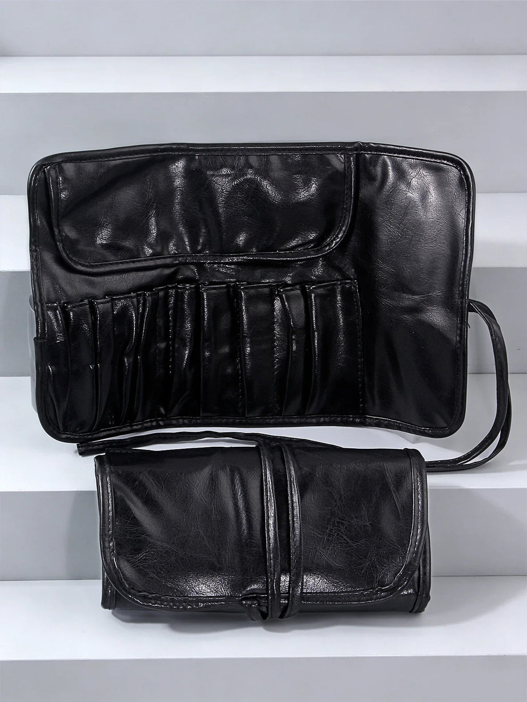 10-Slot Foldable Waterproof Makeup Brush Bag Travel Organizer