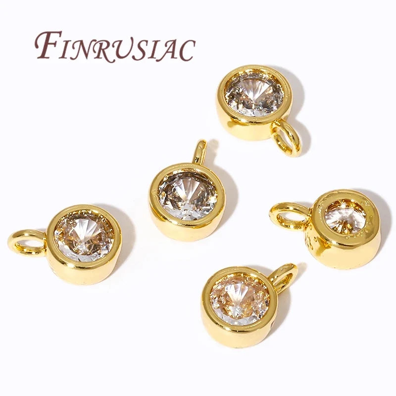 18K Gold Plated Rhinestone Round Charm Pendant – DIY Jewelry
