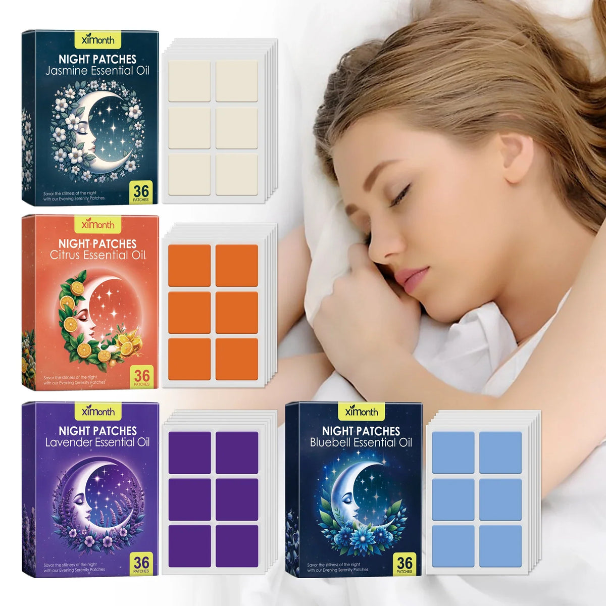 Ximonth Sleep Patch – Jasmine & Hops Aromatherapy | 36 Pack