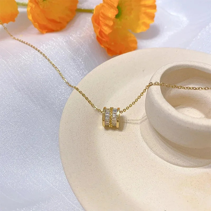 Women's Gold Micro-Paved Cubic Zirconia Pendant Necklace