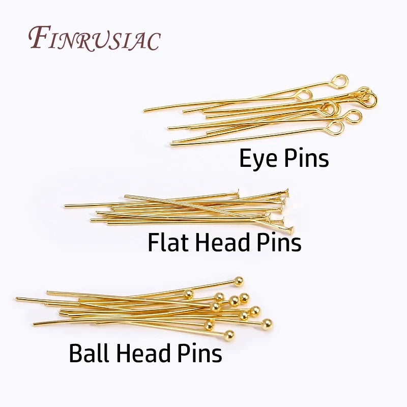 18K Gold Plated Eye & Head Pins – DIY Jewelry Findings 50–100 Pcs