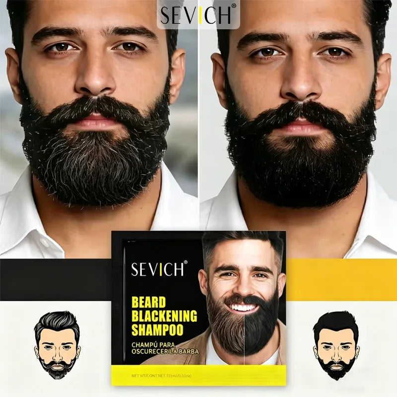 Sevich Black Beard Dye Shampoo – Natural Temporary Color for Men
