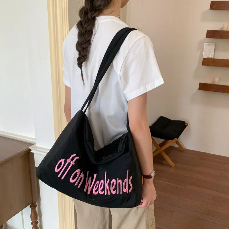 Korean Style Large Capacity Nylon Shoulder Crossbody Bag