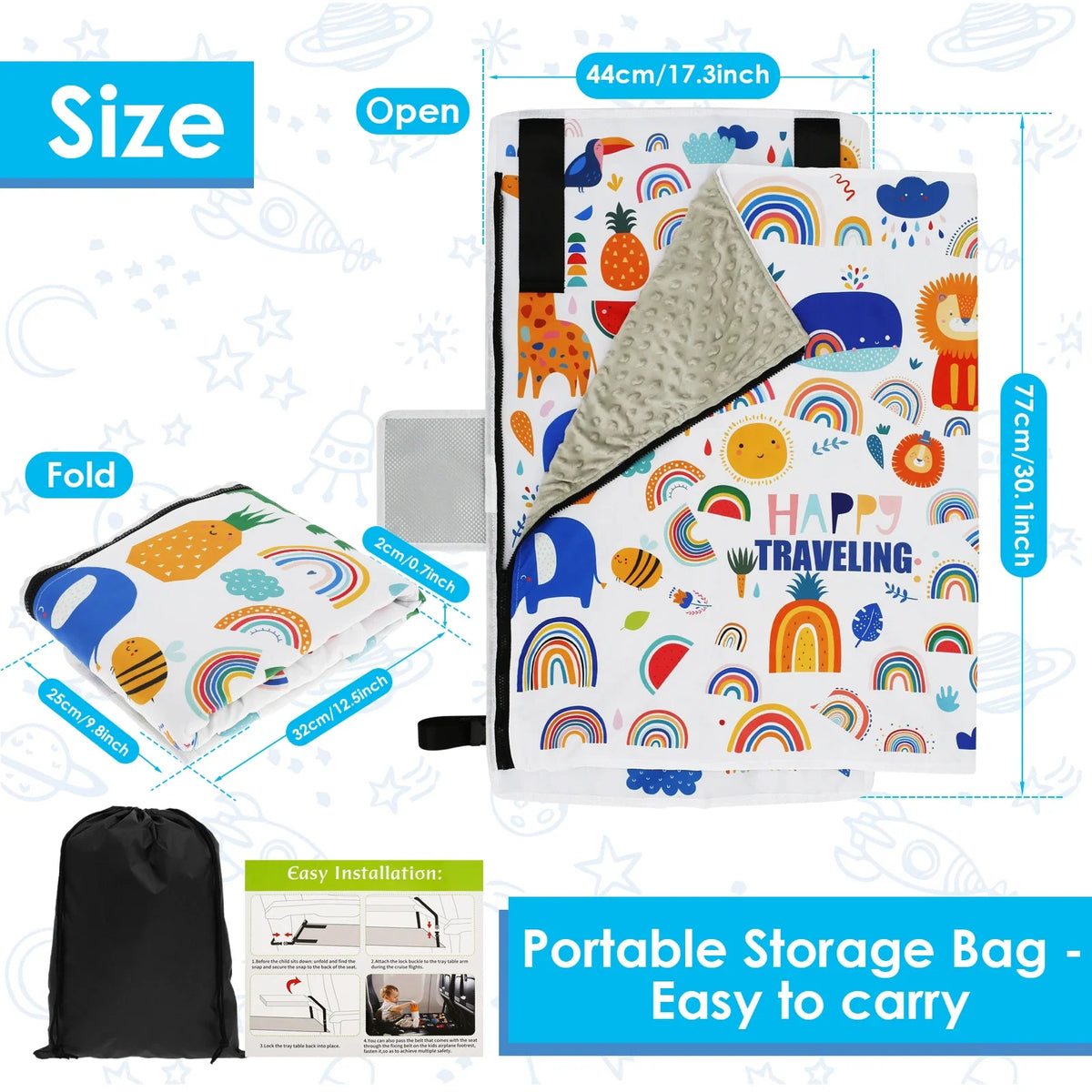 Toddler Airplane Seat Extender & Footrest Travel Bed