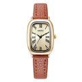 Women's Leather Strap Quartz Watch – Roman Numeral Casual Style