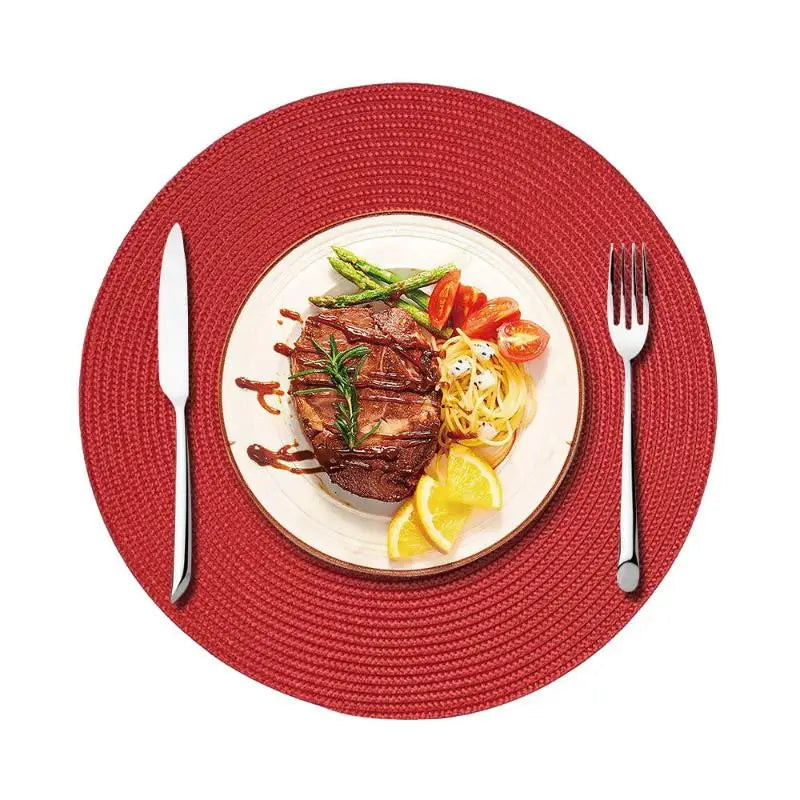 Round 38cm Woven Christmas Placemat – Heat-Resistant Table Mat