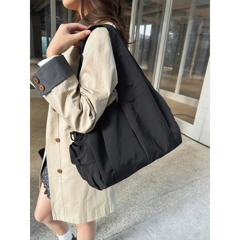 Japanese Minimalist Large-Capacity Shoulder Bag – Multi-Pocket