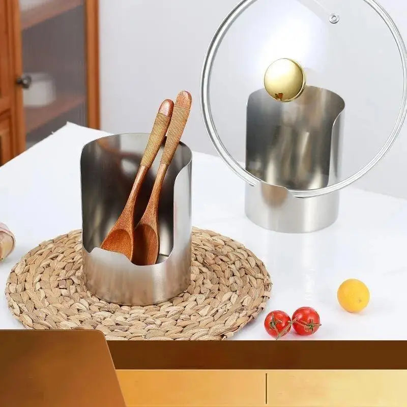 Stainless Steel Spoon & Pot Lid Holder – 2-in-1 Utensil Rack