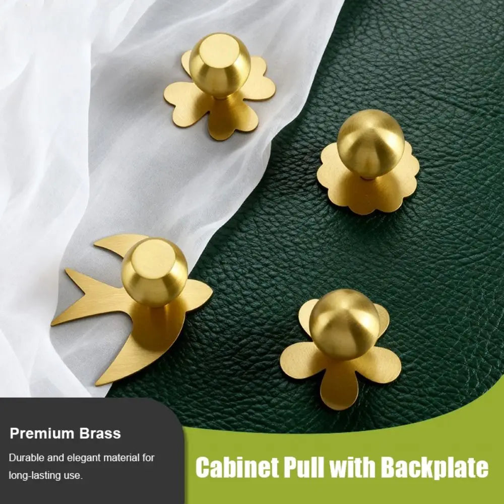 Brass Cabinet Pull with Backplate | Minimalist Gold Drawer Handle
