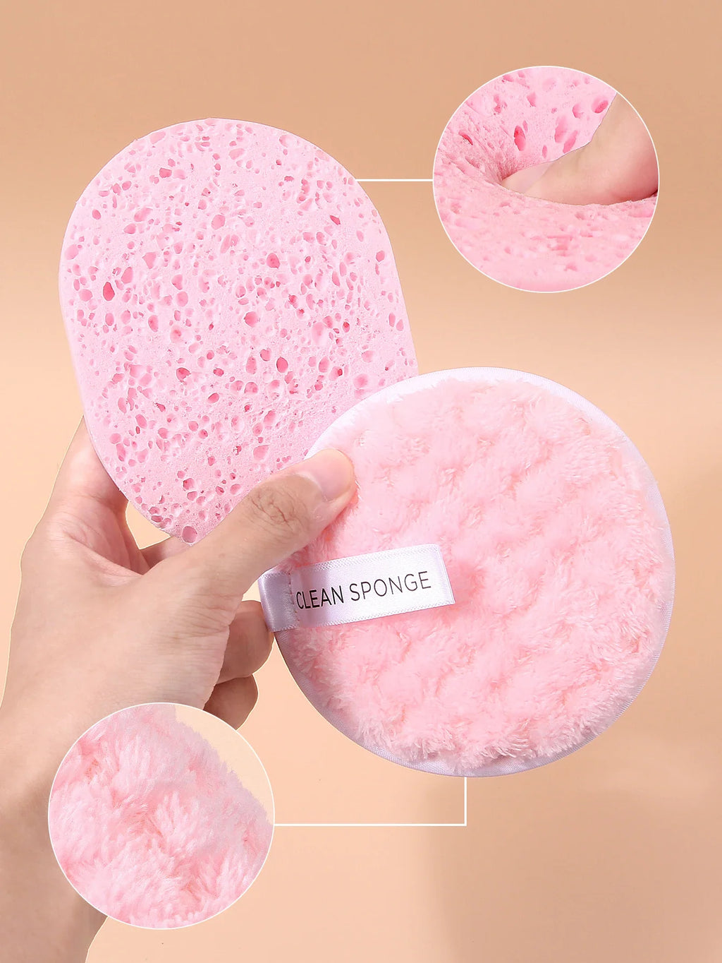4-Piece Facial Cleansing Sponge Set – Wet & Dry Powder Puff