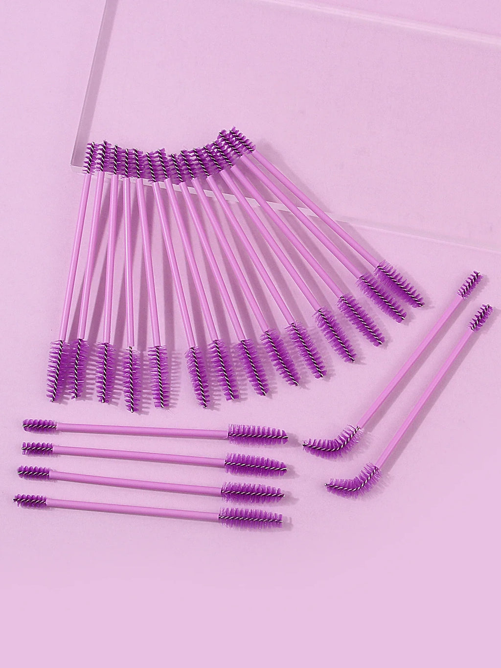 20-Piece Double-Headed Mascara & Eyebrow Brush Set – Purple