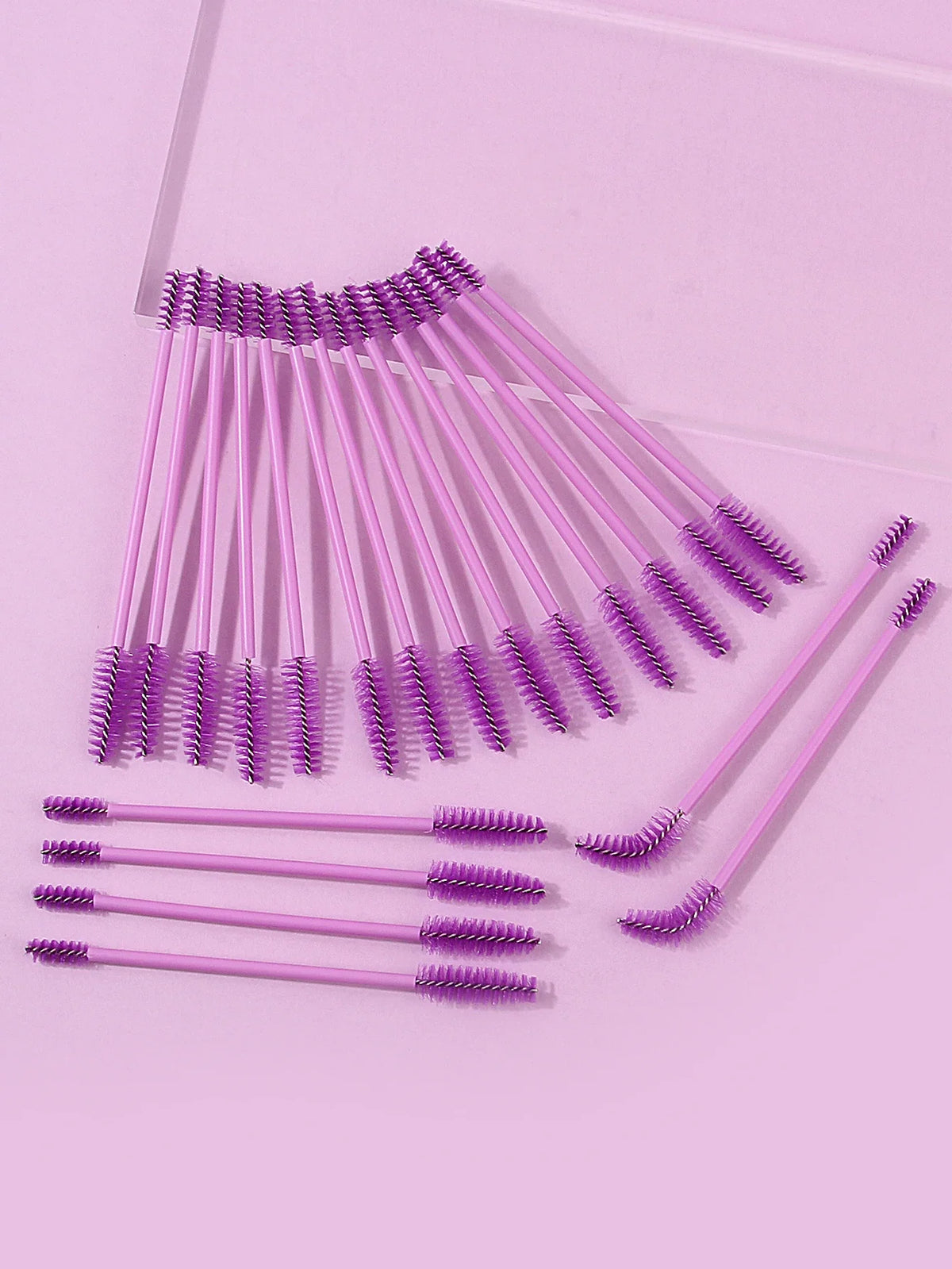 20-Piece Double-Headed Mascara & Eyebrow Brush Set – Purple