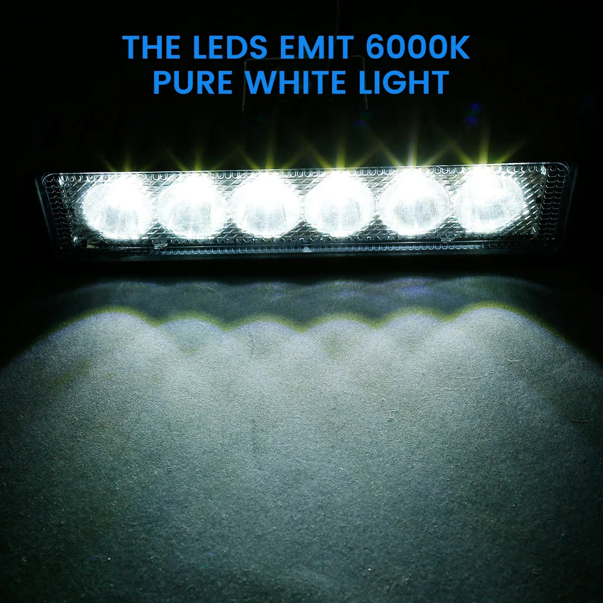 18W 12V LED Work Light Bar – IP67 Waterproof 6000K Flood Spot