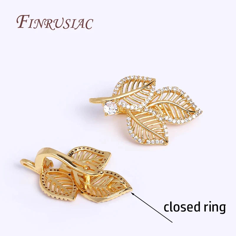 18K Gold Plated Zircon Hollow Leaf Pearl Clasps – DIY Jewelry