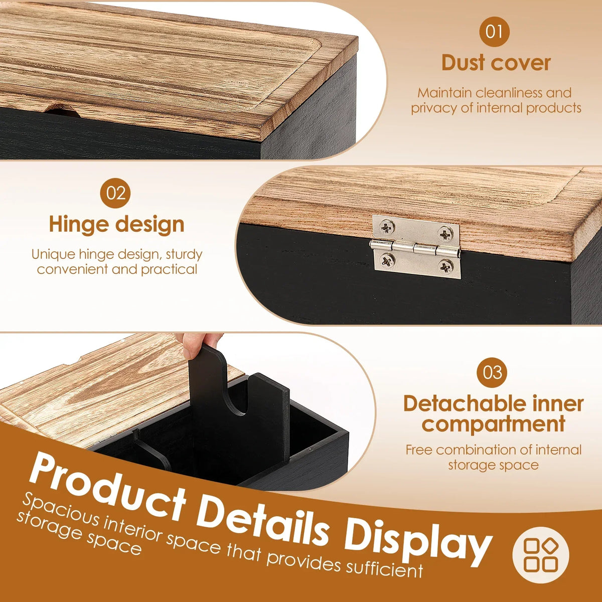 Wood Tampon Holder & Sanitary Napkin Storage Box with Lid