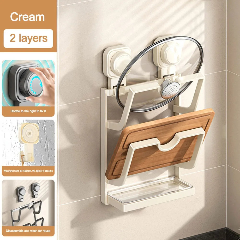 Suction Cup Pot Lid Holder – Wall Mount Storage Rack