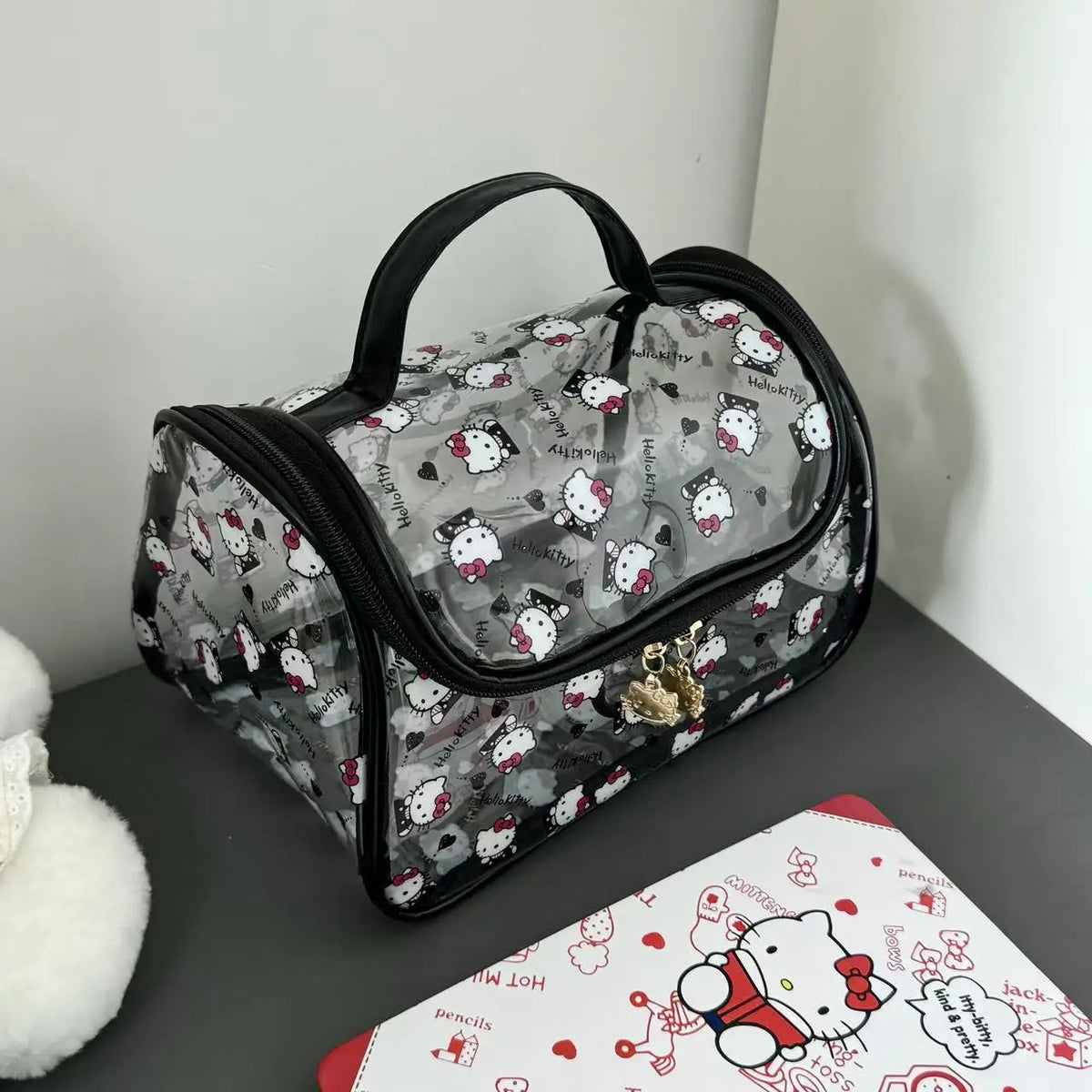 Sanrio Hello Kitty Transparent Makeup Bag – Large Travel Organizer