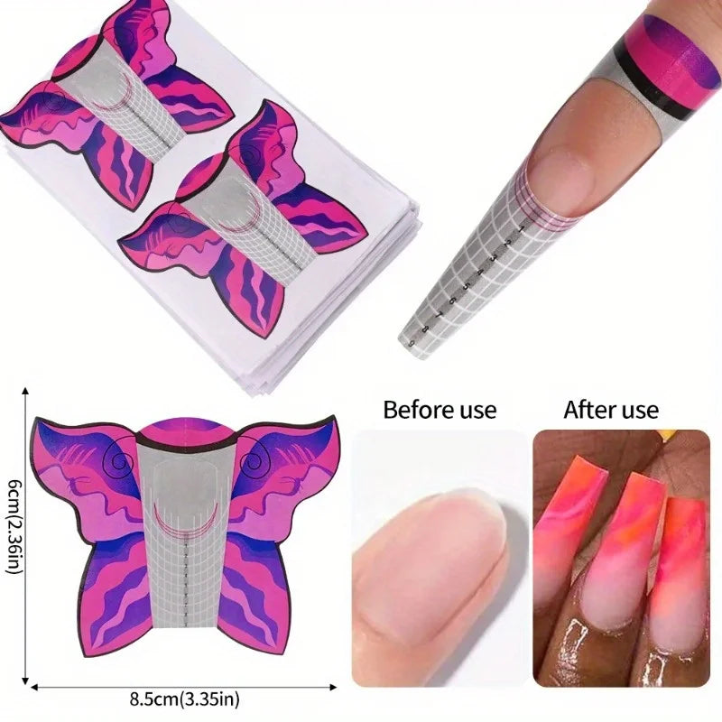 50Pcs Nail Forms French Tips UV Gel Extension Paper Molds