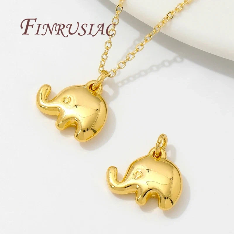 18K Gold Plated Brass Elephant Charm Pendants | DIY Jewelry