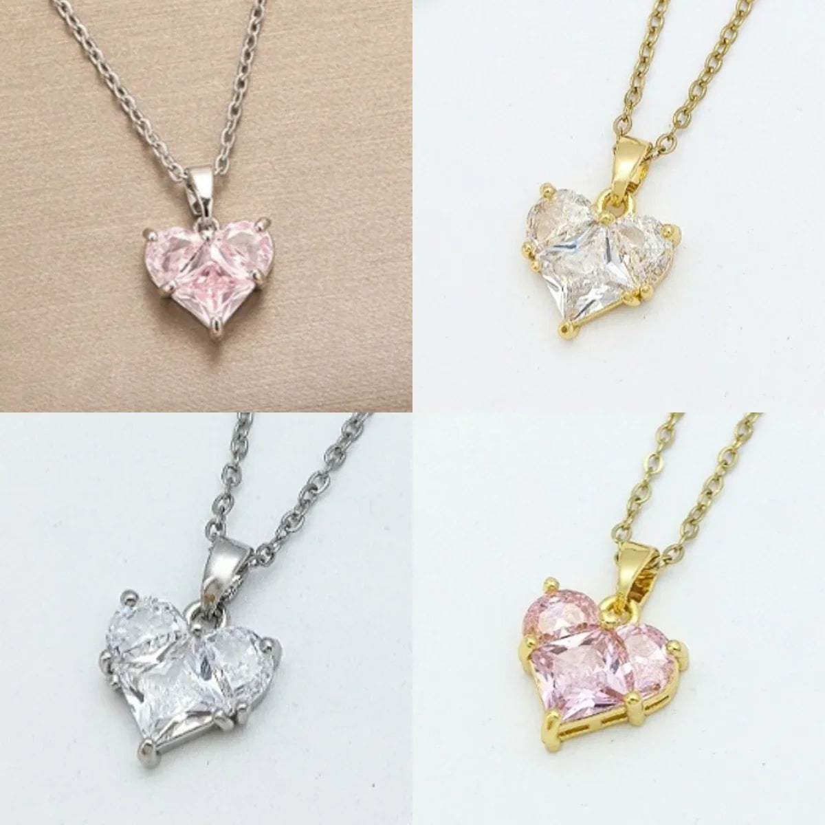 Women's Heart Pendant Necklace – Stainless Steel Collarbone Chain
