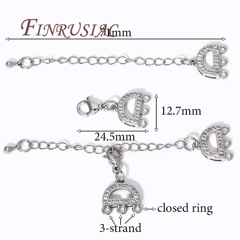 18K Gold Plated Zircon Lobster Clasp Extension Chain DIY Set