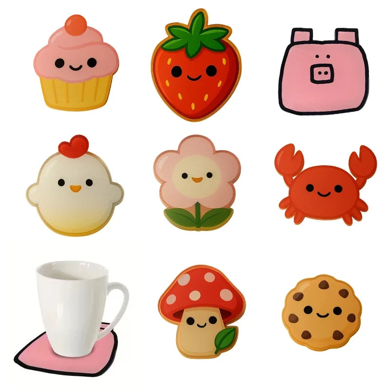 Cute Cartoon Acrylic Coaster | Heat-Resistant Table Protector