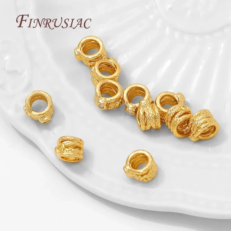 18K Gold Plated Zircon Spacer Beads – Large Hole for Bracelets