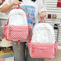 Cute Plaid Polka Dot Backpack – Large Capacity for Girls