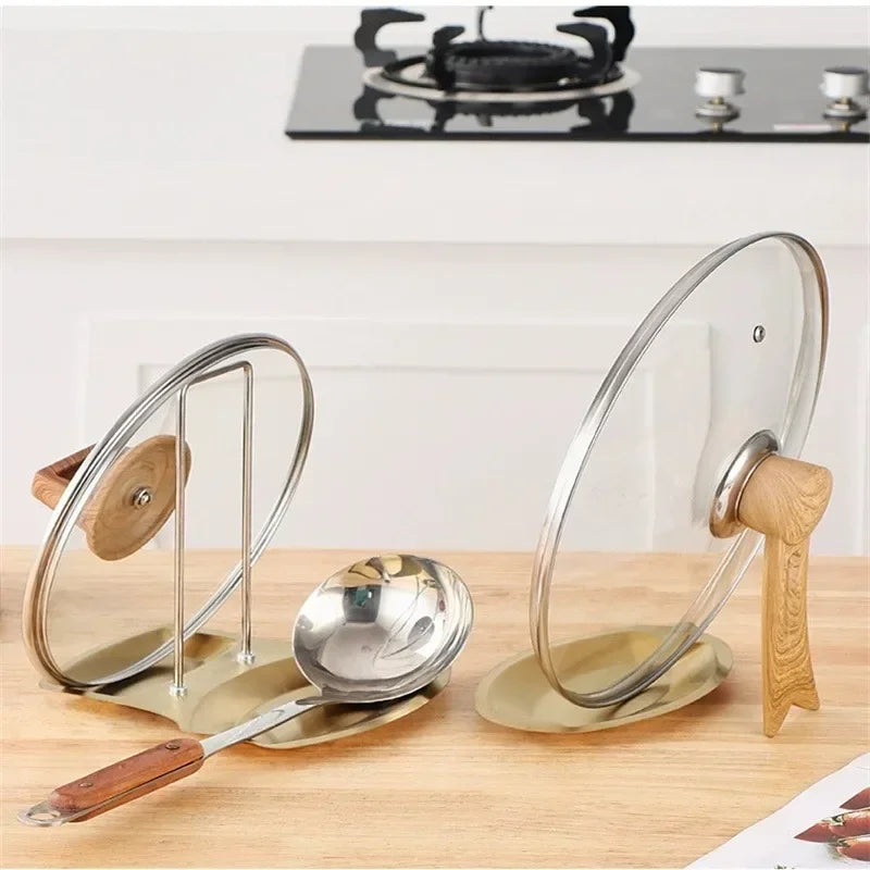 Stainless Steel Pot Lid & Spoon Holder Drain Rack Kitchen