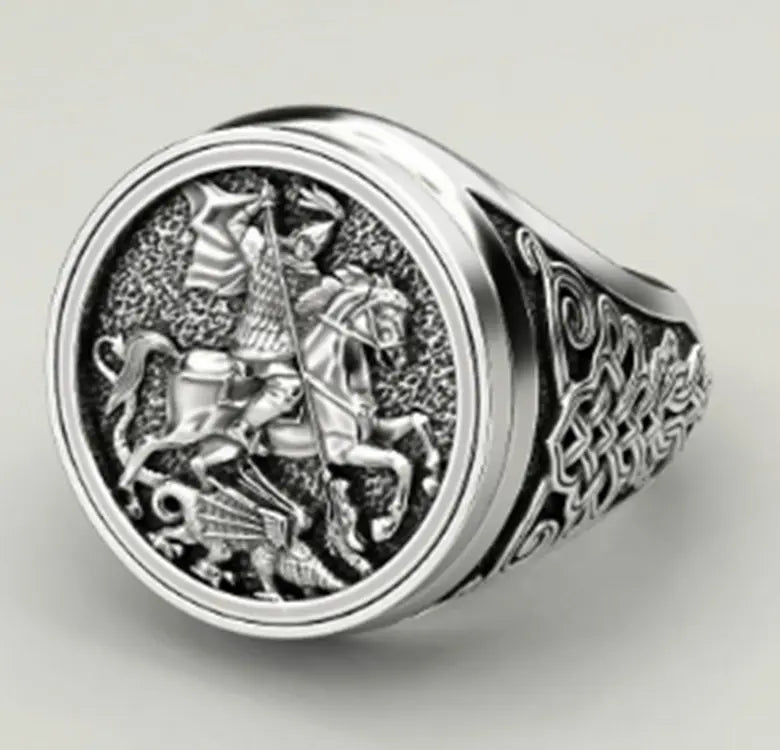 Vintage Zinc Alloy Ring – Snowflake, Rune & Compass Patterns
