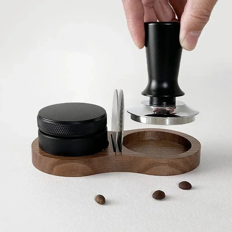 Walnut Wood Coffee Tamper Mat Station Stand 51/53/58MM