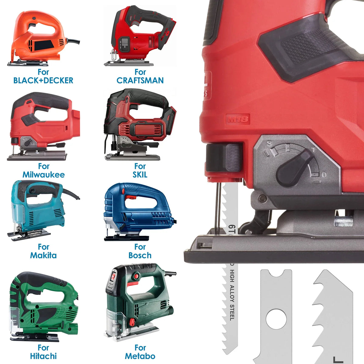24-Piece HCS U-Shank Jigsaw Blade Set – Wood, Plastic & Metal