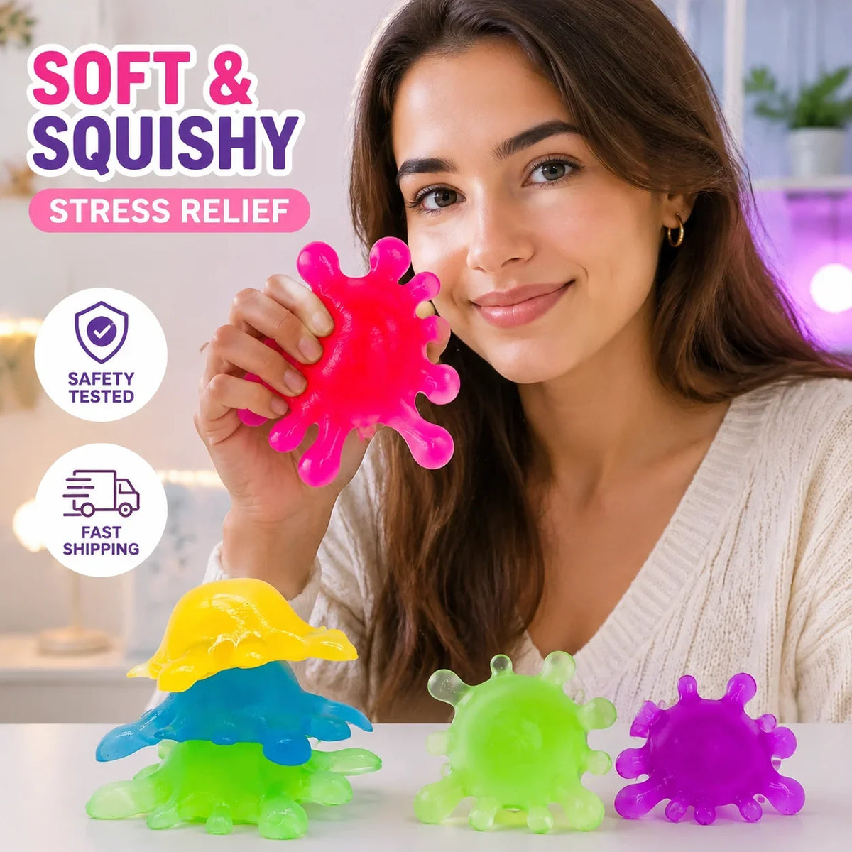 NeeDoh Virus Squeeze Toy – Slow Rise Sensory Fidget Ball