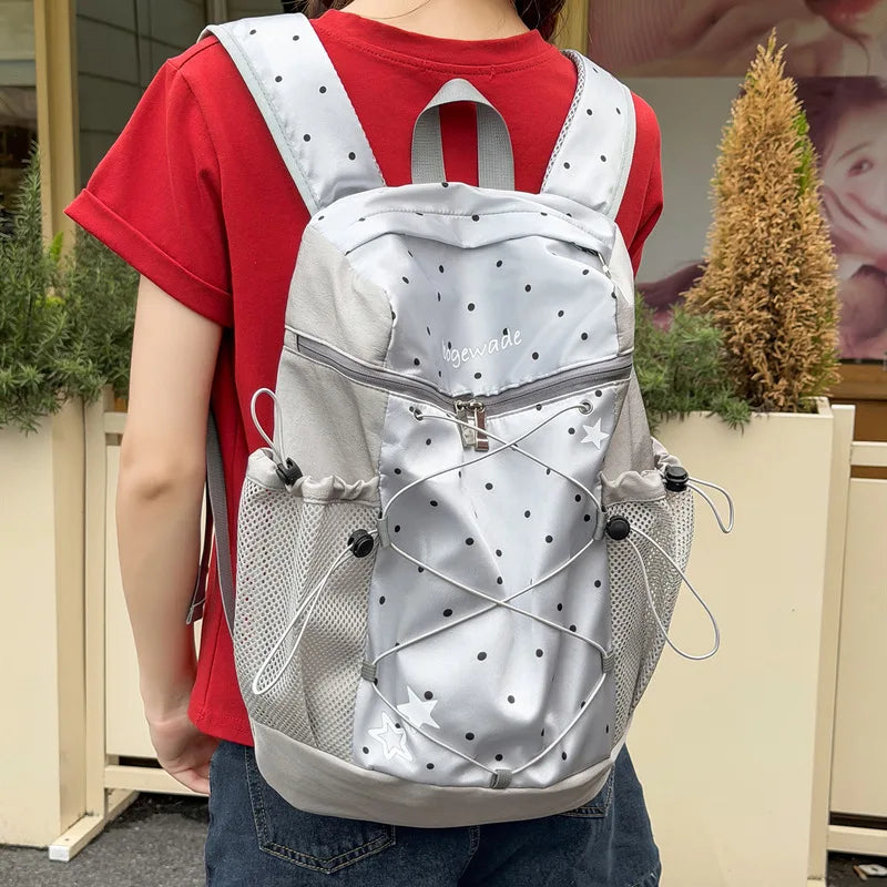 Korean Polka Dot Mini Backpack – Stylish Nylon Commuter Bag
