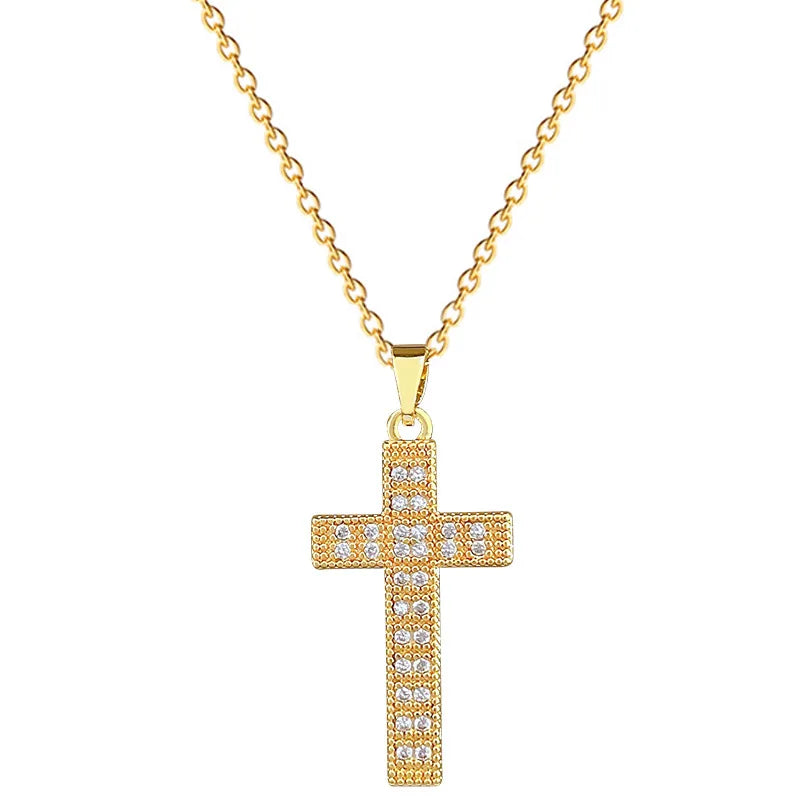 Women's Gold Cross Pendant Necklace – Stainless Steel Choker